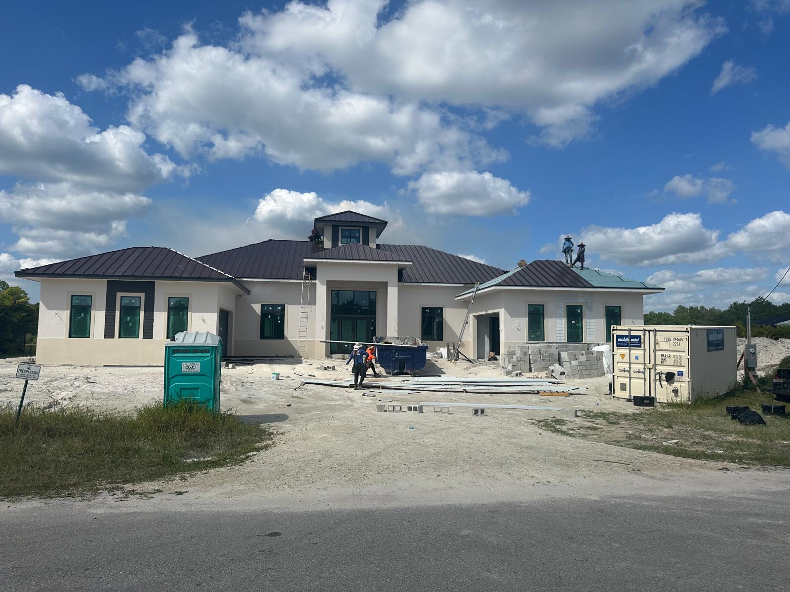 Construction progress - roofing and exterior work Naples FL