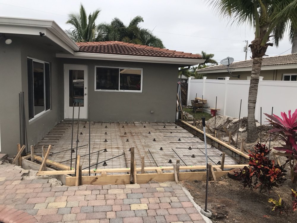 Room addition foundation and rebar work - concrete slab preparation Fort Lauderdale